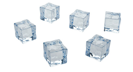 Ice cubes for refreshment and cold drink concepts isolated PNG with Transparent Background