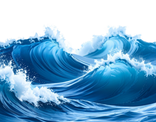  - Layered Sea Wave Set with Motion Blur and Spray, Atmospheric Nature PNG