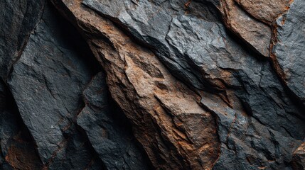 High-quality photo of dark Gray Slate Stone Texture with Brown Rock.