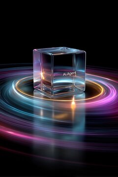 An AI agent acts as a virtual assistant, for support as an AGI artificial general intelligence representative symbolizing agentic robot autonomy, and humanoid superintelligence technology