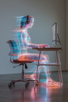 An AI agent acts as a virtual assistant, for support as an AGI artificial general intelligence representative symbolizing agentic robot autonomy, and humanoid superintelligence technology