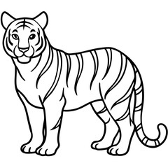 Minimalist Full Body White Tiger Vector Illustration
