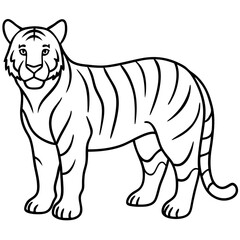 Minimalist Full Body White Tiger Vector Illustration