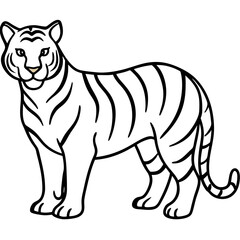 Minimalist Full Body White Tiger Vector Illustration