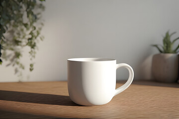empty white cup on a wooden table