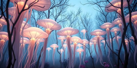 Surreal Jellyfish in Enchanted Forest