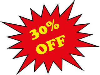 Discount label with 30% off for retail sale