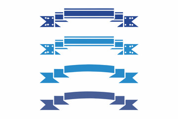 Illustration of four decorative blue banners with different designs and shades of blue color palette