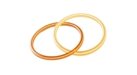 Two golden wedding rings intertwined isolated PNG with Transparent Background