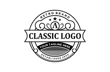 A classic retro logo design, featuring an elegant vintage emblem perfect for business branding.