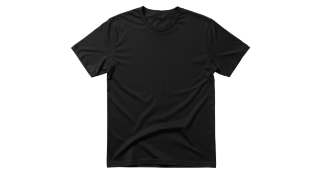 Plain black t-shirt apparel for everyday use isolated PNG with Transparent Background
