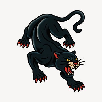 Fierce black panther illustration