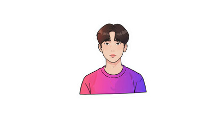 Cartoon Young Man Sticker Illustration