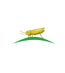 vector illustration of a yellow grasshopper perched on a leaf3  