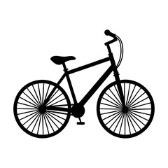 Fototapeta premium Silhouette image of a bicycle with wheels seat and handlebars design