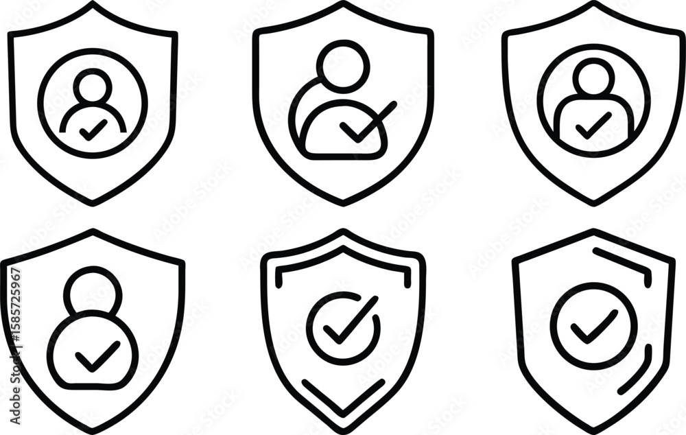 Poster security and verification icons representing protected identity and secure authentication