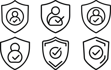 Security and verification icons representing protected identity and secure authentication
