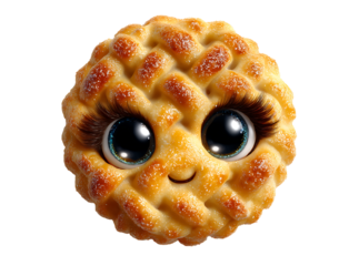 Adorable cartoon pastry with big eyes and sweet smile, Isolated On White, Transparent Background, Png