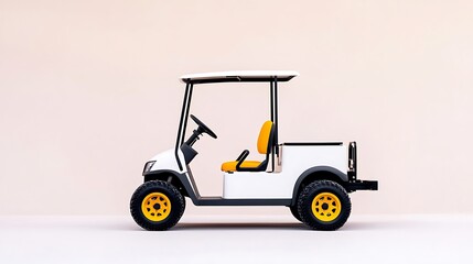 Fototapeta premium Modern White Golf Cart with Yellow Accents