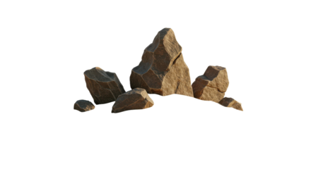 Pile of rocks and boulders isolated PNG with Transparent Background