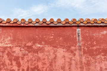 The ancient building walls of the Confucian Temple Square, a landmark in Deyang, Sichuan Province