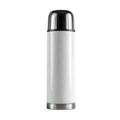 Sleek and Modern Stainless Steel Thermos with Black Cap Design