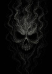 Eerie skull engulfed in smoke.