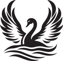 Elegant swan with open wings vector