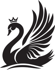 Elegant swan with open wings vector