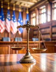 Solemn representation of International Criminal Justice Day scales of justice