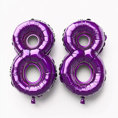 Purple foil number balloons arranged to form the number 88  