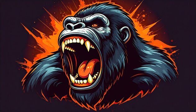 Aggressive gorilla head graphic