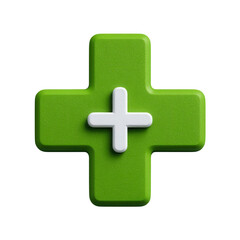 Obraz premium Green Plus Sign Icon for Health and Medical Concepts and Designs