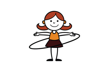 Joyful girl actively hula hooping with a big smile