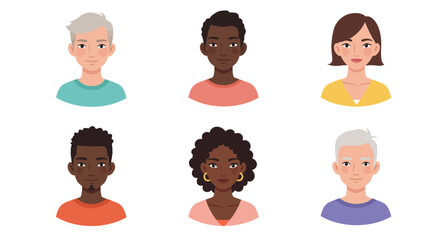 Diverse man and somen avatar in vector set icons