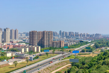 The urban architectural complex landscape of Deyang City, Sichuan Province, China
