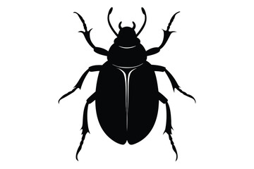 Stylized black beetle silhouette illustration on a clean white background
