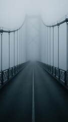 Misty bridge into unknown serenity.