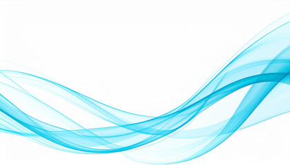 Obraz premium 青い波状ラインが描く爽やかな抽象背景
