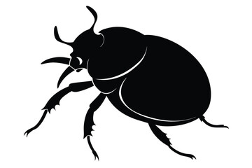Striking silhouette illustration of a dung beetle in flight perfect for nature designs