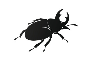 Silhouette illustration of a rhinoceros beetle with intricate details and clean lines