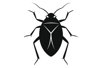 Stylized silhouette illustration of a stink bug with a white background