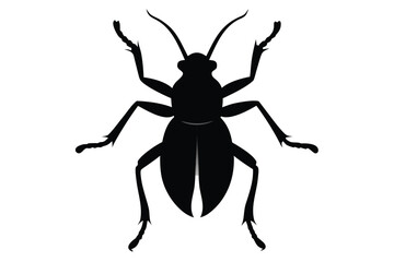Minimalist silhouette illustration of a weevil insect on a clean white background