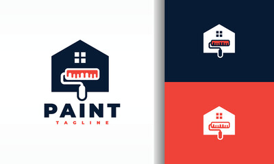 Painting Services Logo House with Paint Roller