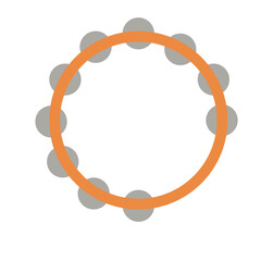 Round tambourine percussion instrument, flat minimal style, isolated on white background, ideal for dance, folk, and music projects.