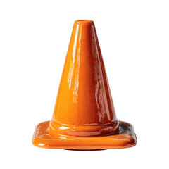 Bright Orange Traffic Cone Isolated on White Background