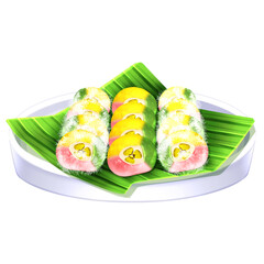 Kue Putri Noong – Sweet Banana-Filled Glutinous Rice Roll