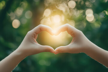 Two hands gracefully come together in a heart shape, symbolizing connection and love. This tender gesture highlights themes of togetherness and affection in human relationships.