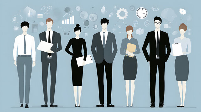 Business Roles Concept: Concept of business roles and responsibilities, business concept, representing various professional roles and responsibilities in a business setting.