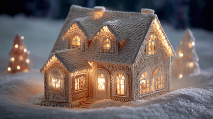 Christmas house in the night